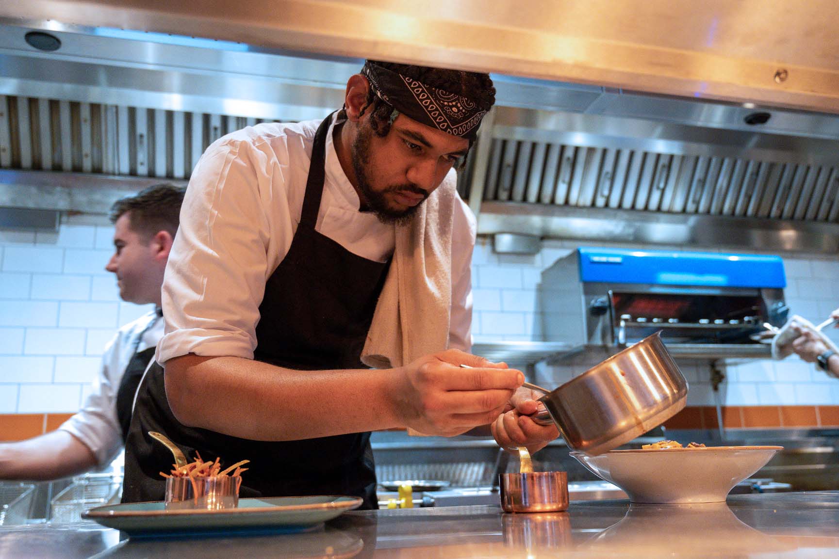 americana chef plating food - Americana Restaurant Haymarket / Piccadilly